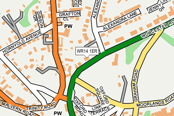 WR14 1ER map - OS OpenMap – Local (Ordnance Survey)