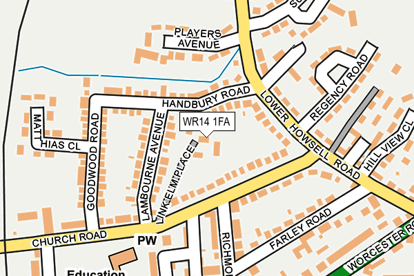 WR14 1FA map - OS OpenMap – Local (Ordnance Survey)