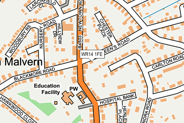 WR14 1FE map - OS OpenMap – Local (Ordnance Survey)