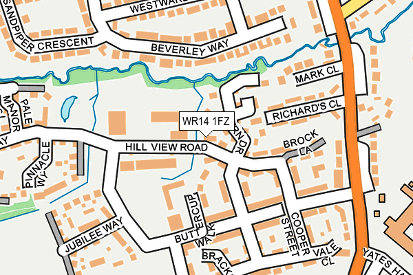 WR14 1FZ map - OS OpenMap – Local (Ordnance Survey)
