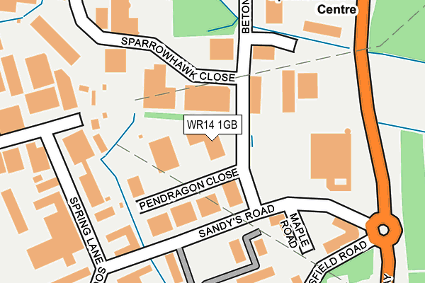 WR14 1GB map - OS OpenMap – Local (Ordnance Survey)