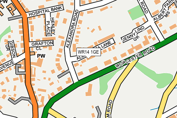 WR14 1GE map - OS OpenMap – Local (Ordnance Survey)