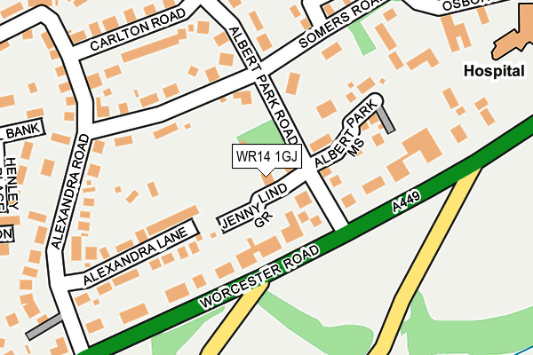 WR14 1GJ map - OS OpenMap – Local (Ordnance Survey)