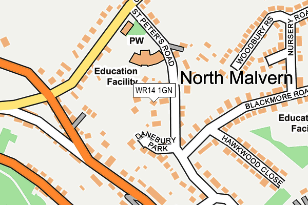 WR14 1GN map - OS OpenMap – Local (Ordnance Survey)