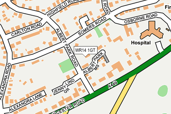 WR14 1GT map - OS OpenMap – Local (Ordnance Survey)