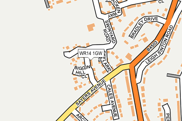 WR14 1GW map - OS OpenMap – Local (Ordnance Survey)