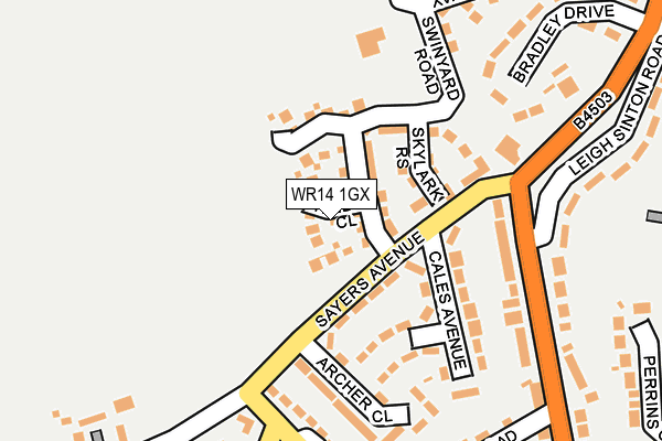 WR14 1GX map - OS OpenMap – Local (Ordnance Survey)