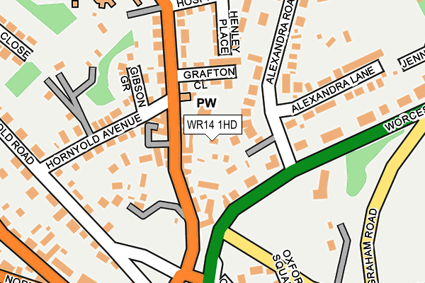 WR14 1HD map - OS OpenMap – Local (Ordnance Survey)