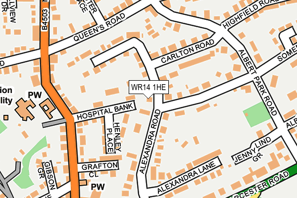WR14 1HE map - OS OpenMap – Local (Ordnance Survey)