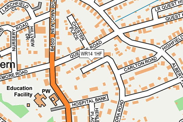 WR14 1HF map - OS OpenMap – Local (Ordnance Survey)