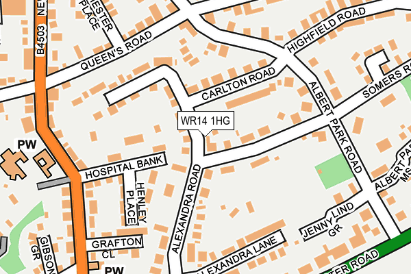 WR14 1HG map - OS OpenMap – Local (Ordnance Survey)