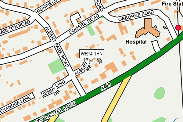 WR14 1HN map - OS OpenMap – Local (Ordnance Survey)