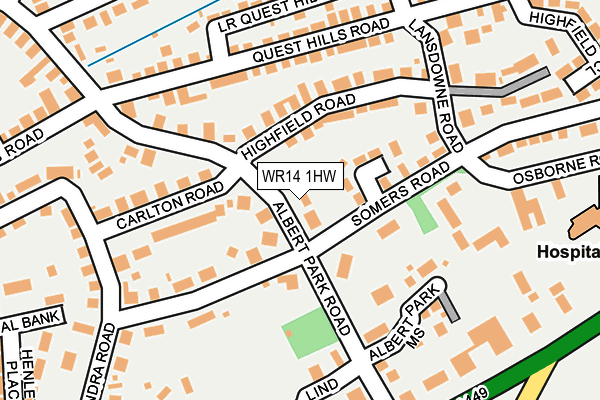 WR14 1HW map - OS OpenMap – Local (Ordnance Survey)