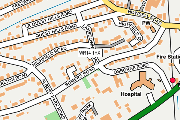 WR14 1HX map - OS OpenMap – Local (Ordnance Survey)