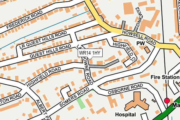 WR14 1HY map - OS OpenMap – Local (Ordnance Survey)