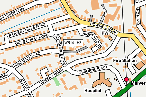 WR14 1HZ map - OS OpenMap – Local (Ordnance Survey)