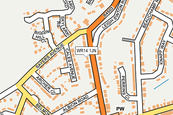 WR14 1JN map - OS OpenMap – Local (Ordnance Survey)