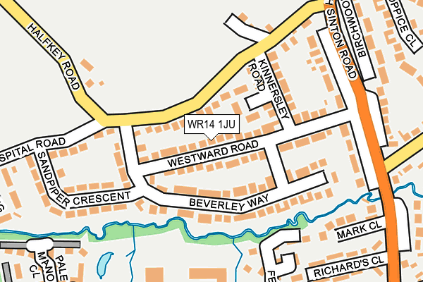WR14 1JU map - OS OpenMap – Local (Ordnance Survey)