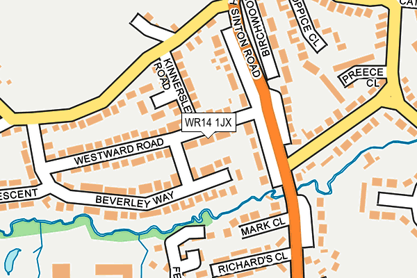 WR14 1JX map - OS OpenMap – Local (Ordnance Survey)