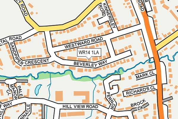 WR14 1LA map - OS OpenMap – Local (Ordnance Survey)