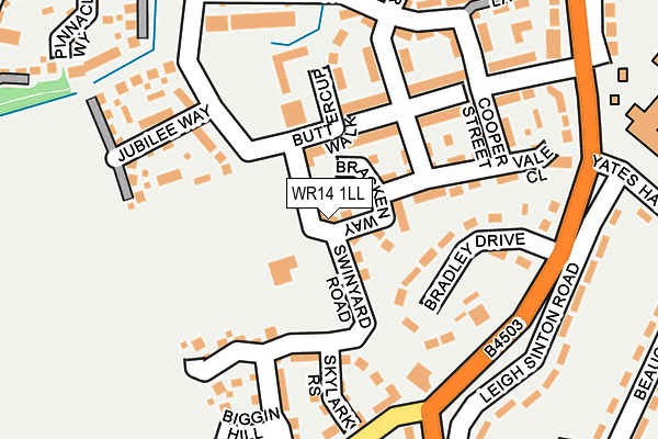 WR14 1LL map - OS OpenMap – Local (Ordnance Survey)