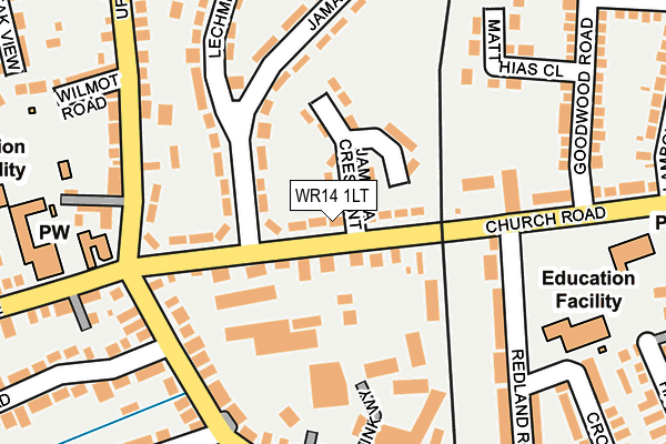 WR14 1LT map - OS OpenMap – Local (Ordnance Survey)