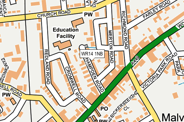 WR14 1NB map - OS OpenMap – Local (Ordnance Survey)