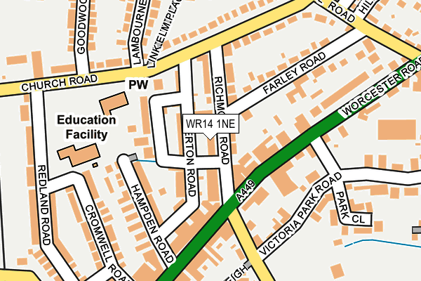 WR14 1NE map - OS OpenMap – Local (Ordnance Survey)