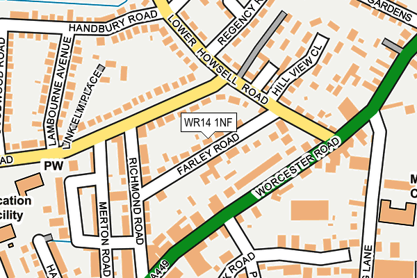 WR14 1NF map - OS OpenMap – Local (Ordnance Survey)