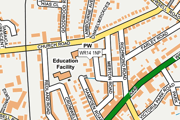 WR14 1NP map - OS OpenMap – Local (Ordnance Survey)