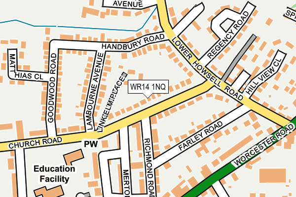 WR14 1NQ map - OS OpenMap – Local (Ordnance Survey)