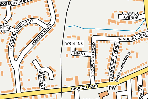 WR14 1NS map - OS OpenMap – Local (Ordnance Survey)