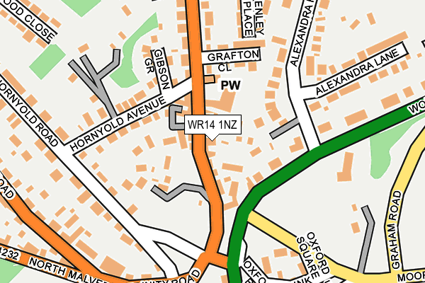 WR14 1NZ map - OS OpenMap – Local (Ordnance Survey)