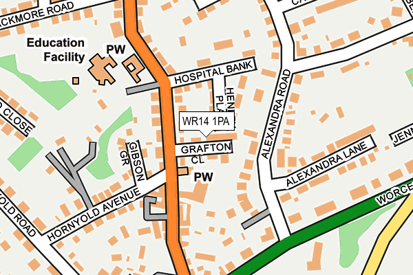 WR14 1PA map - OS OpenMap – Local (Ordnance Survey)