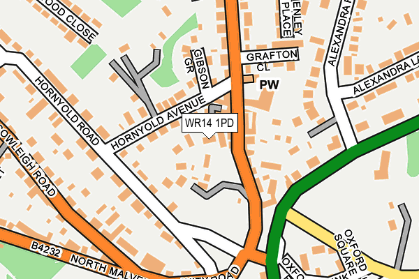 WR14 1PD map - OS OpenMap – Local (Ordnance Survey)