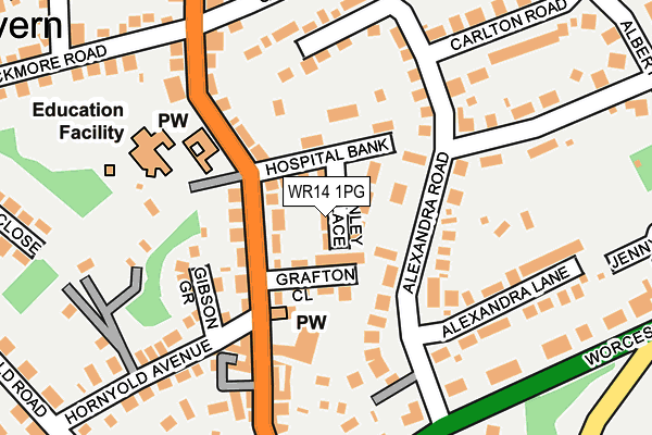WR14 1PG map - OS OpenMap – Local (Ordnance Survey)
