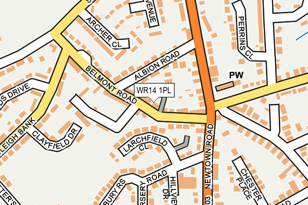 WR14 1PL map - OS OpenMap – Local (Ordnance Survey)