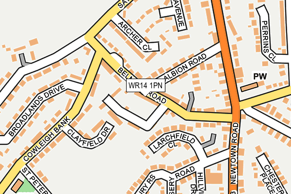 WR14 1PN map - OS OpenMap – Local (Ordnance Survey)