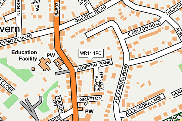 WR14 1PQ map - OS OpenMap – Local (Ordnance Survey)