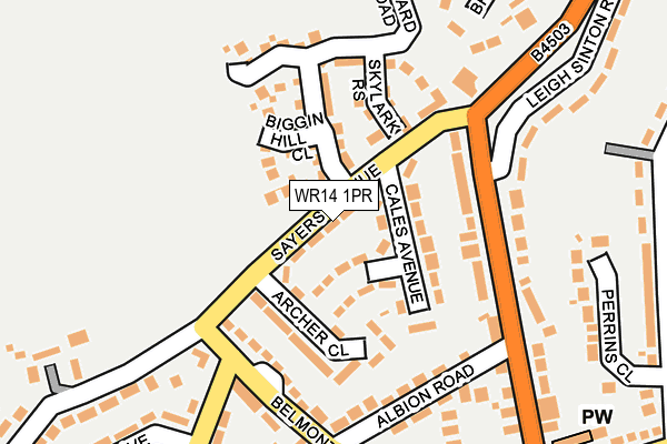 WR14 1PR map - OS OpenMap – Local (Ordnance Survey)