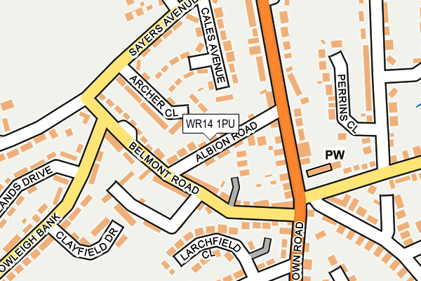WR14 1PU map - OS OpenMap – Local (Ordnance Survey)