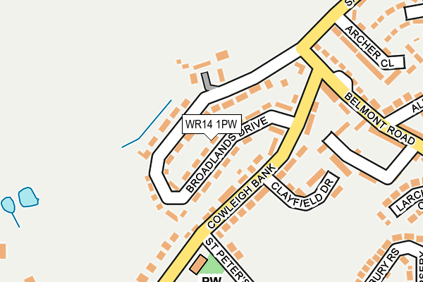 WR14 1PW map - OS OpenMap – Local (Ordnance Survey)