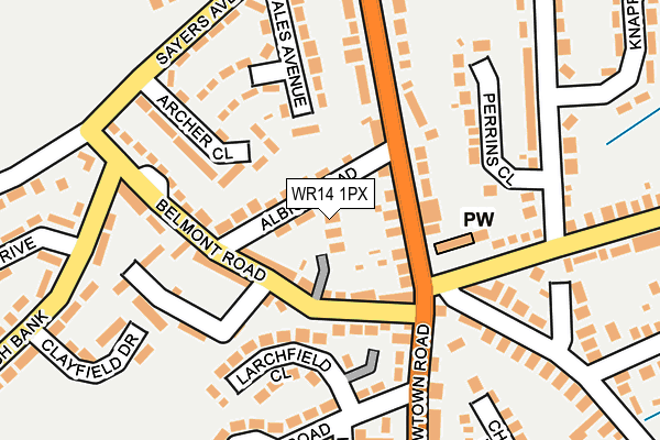WR14 1PX map - OS OpenMap – Local (Ordnance Survey)