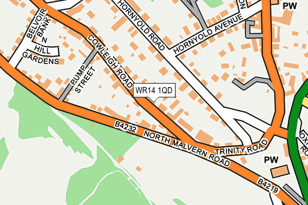WR14 1QD map - OS OpenMap – Local (Ordnance Survey)