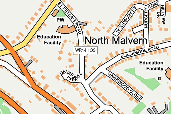WR14 1QS map - OS OpenMap – Local (Ordnance Survey)