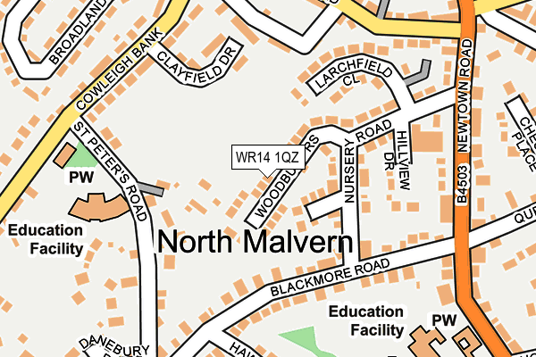 WR14 1QZ map - OS OpenMap – Local (Ordnance Survey)