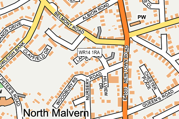 WR14 1RA map - OS OpenMap – Local (Ordnance Survey)