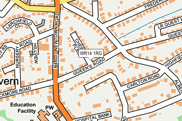 WR14 1RG map - OS OpenMap – Local (Ordnance Survey)