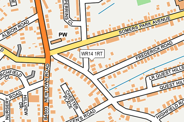 WR14 1RT map - OS OpenMap – Local (Ordnance Survey)