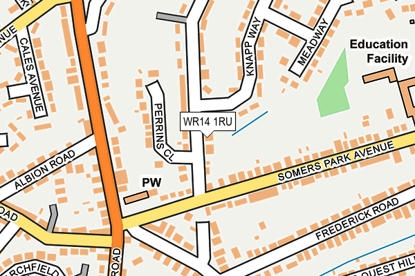 WR14 1RU map - OS OpenMap – Local (Ordnance Survey)